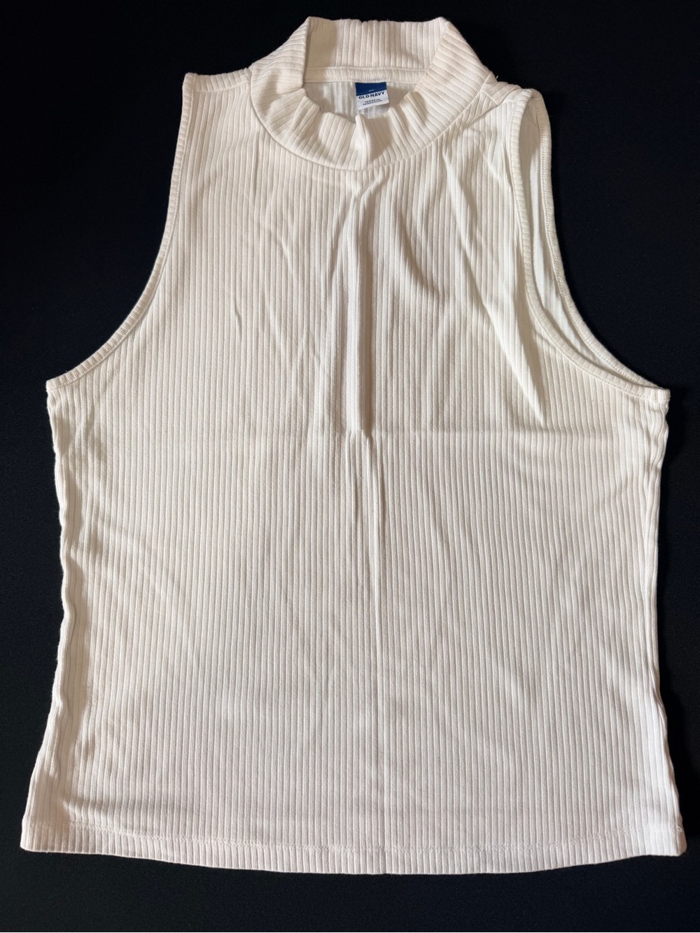 Old Navy White Ribbed Mock Neck Tank Top